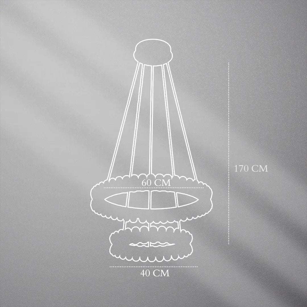 ثريا علاقي ليد BOQATI 90W - تصميم عصري بحلقتين 60+40 سم - Zinco