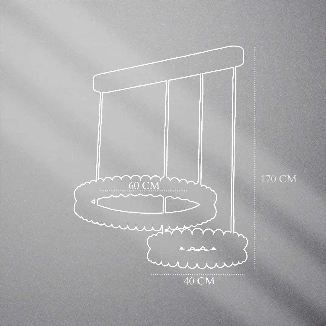 ثريا علاقي ليد BOQATI 90W - تصميم عصري بحلقتين 60+40 سم - Zinco