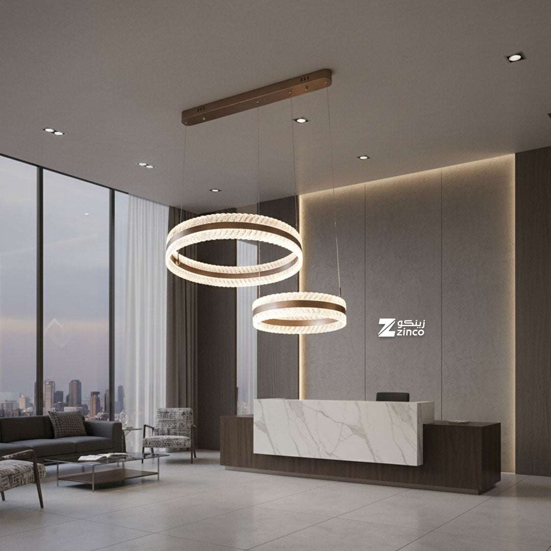 ثريا علاقي LED BOQATI 60+40 سم 90 وات - نجفة سقف فاخرة