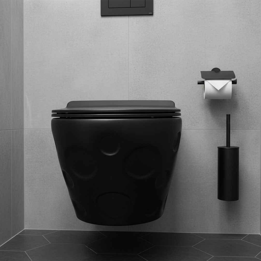 كرسي حمام جداري أسود Flagon D-4175W/BK