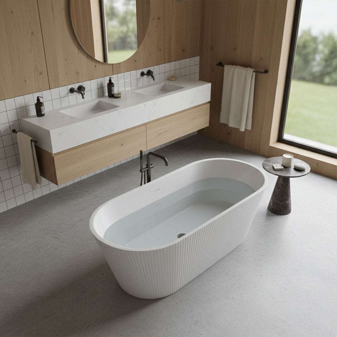 بانيو ديكور دائري أبيض FLAGON D-9003T - 170×75 سم