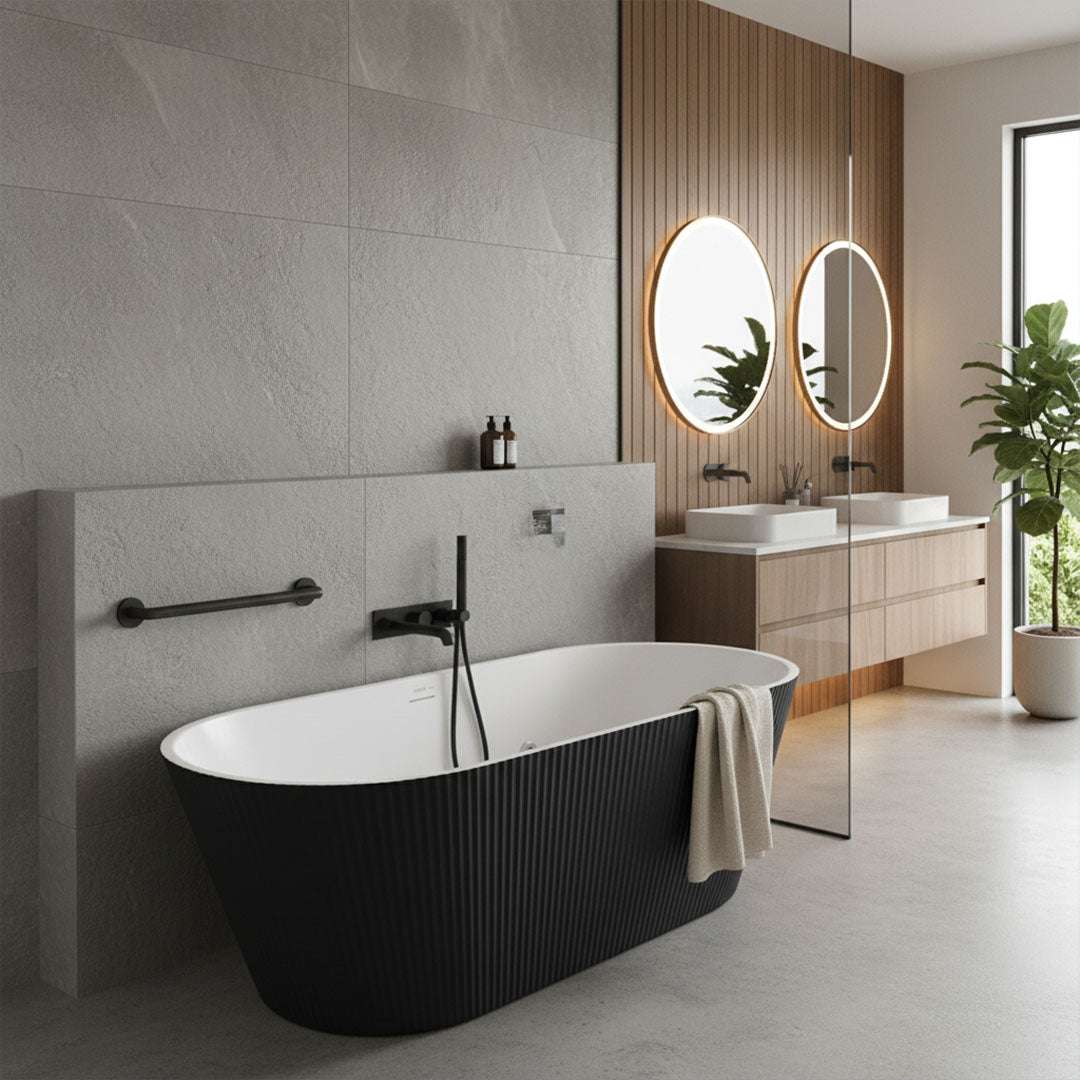 بانيو ديكور دائري أبيض وأسود FLAGON D-9003T - 170×75 سم