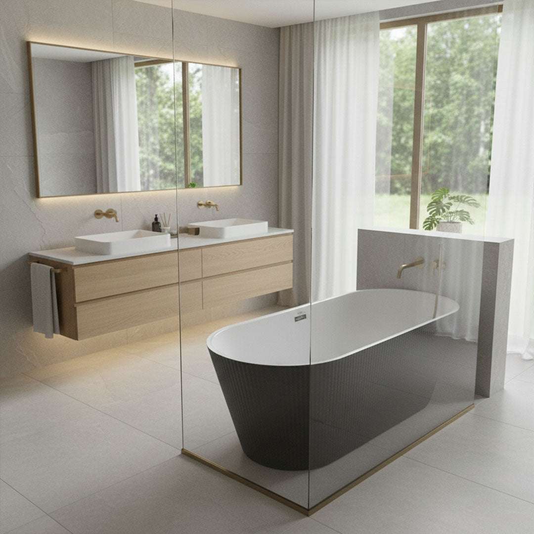 بانيو ديكور دائري أبيض وأسود FLAGON D-9003T - 170×75 سم