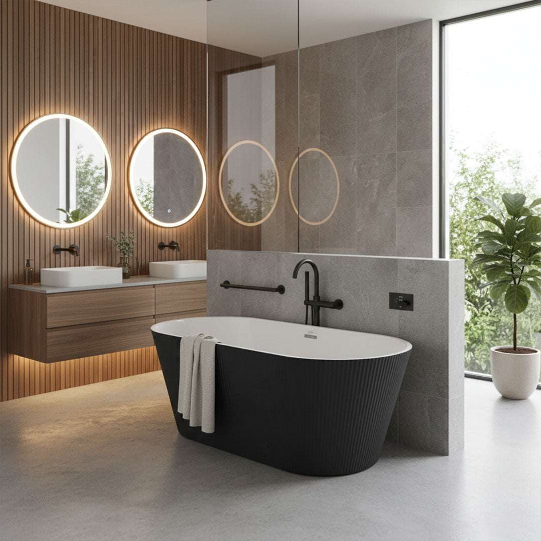 بانيو ديكور دائري أبيض وأسود FLAGON D-9003T - 170×75 سم