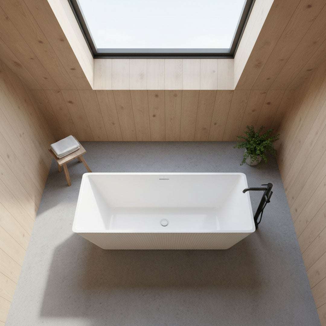 بانيو ديكور مربع أبيض FLAGON D-9090T - 170×75 سم