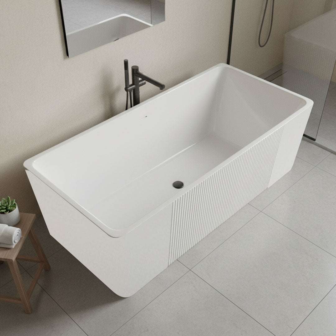 بانيو ديكور أبيض فلاقون 170×75 سم - فوق البلاط موديل D-9001T