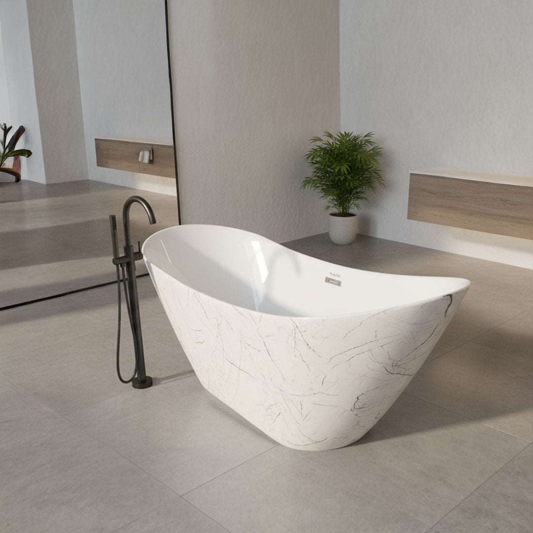 بانيو ديكور رخامي فلاقون 170×75 سم - فوق البلاط موديل 6014