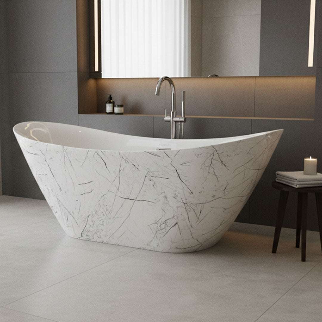 بانيو ديكور رخامي فلاقون 170×75 سم - فوق البلاط موديل 6014