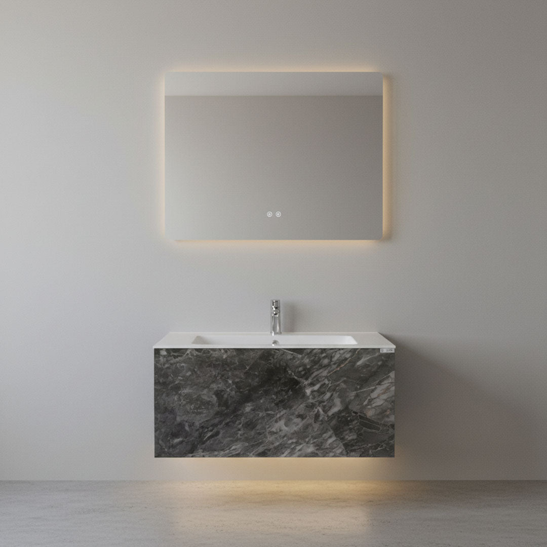 Flagon 100cm Marble Porcelain Single Basin Washbasin - Grey 2566