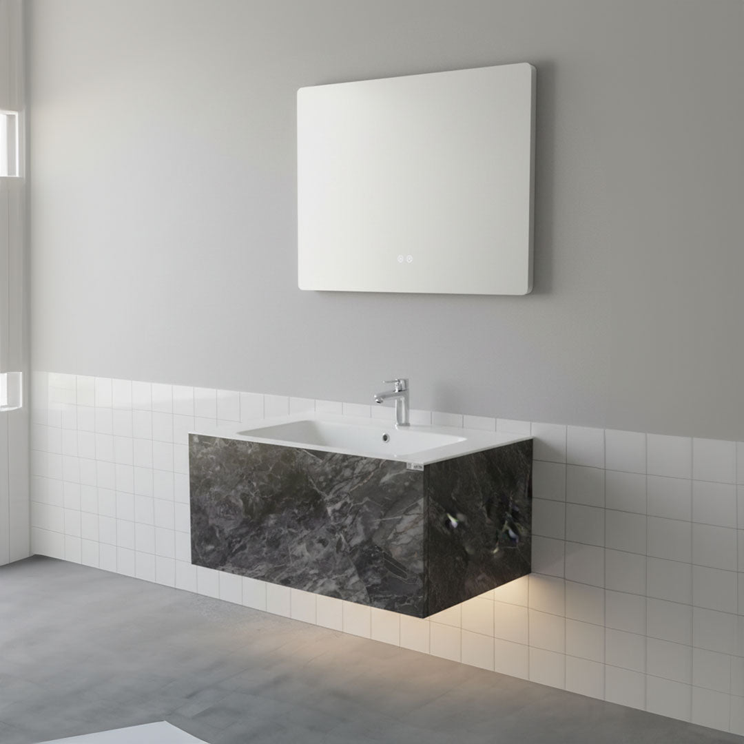 Flagon 100cm Marble Porcelain Single Basin Washbasin - Grey 2566