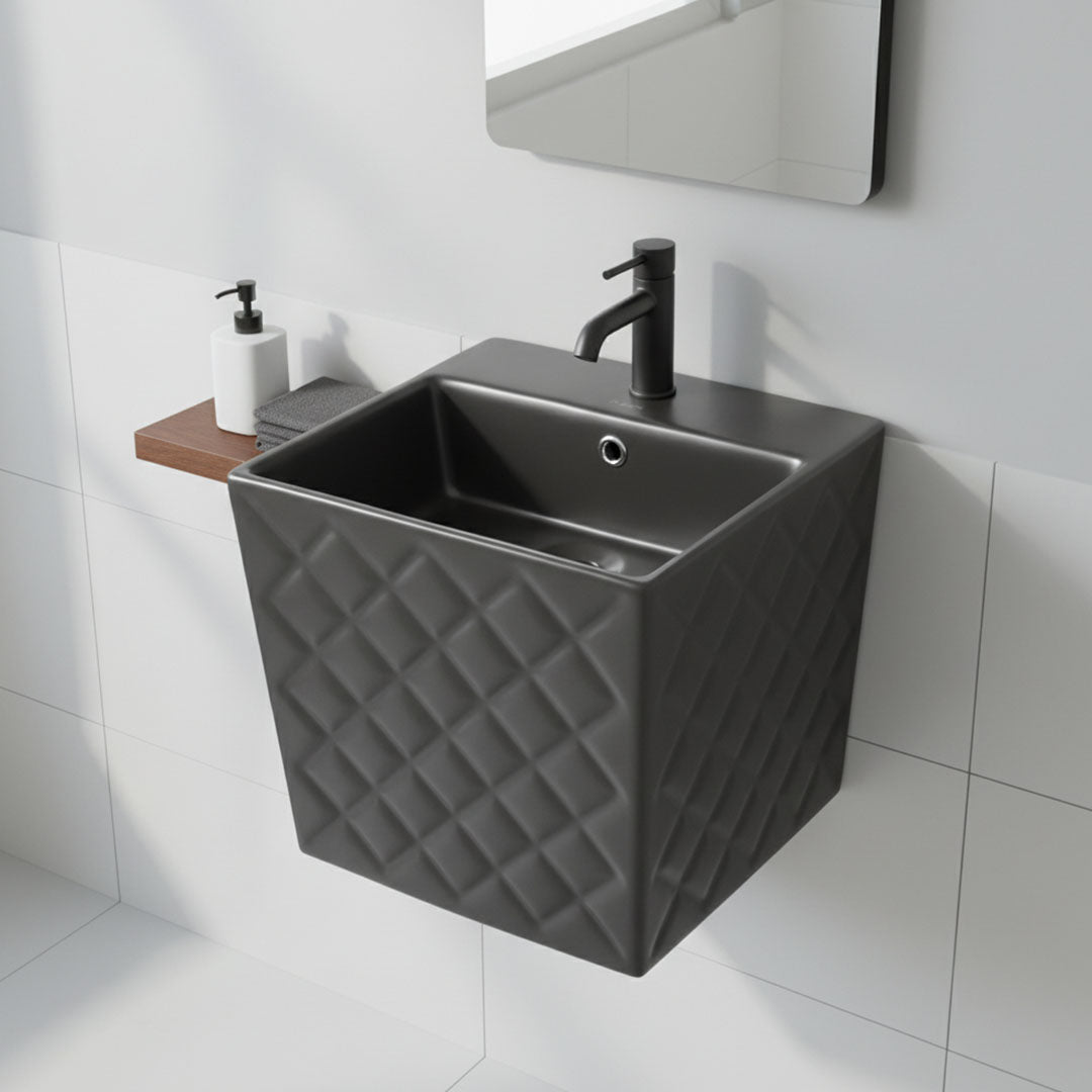 Modern black wall-mounted washbasin, Flagon