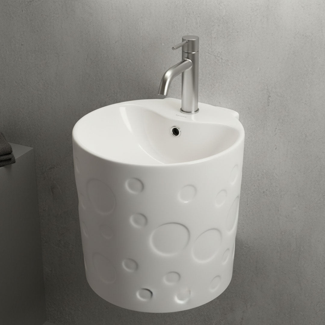 Modern white wall-mounted washbasin, Flagon