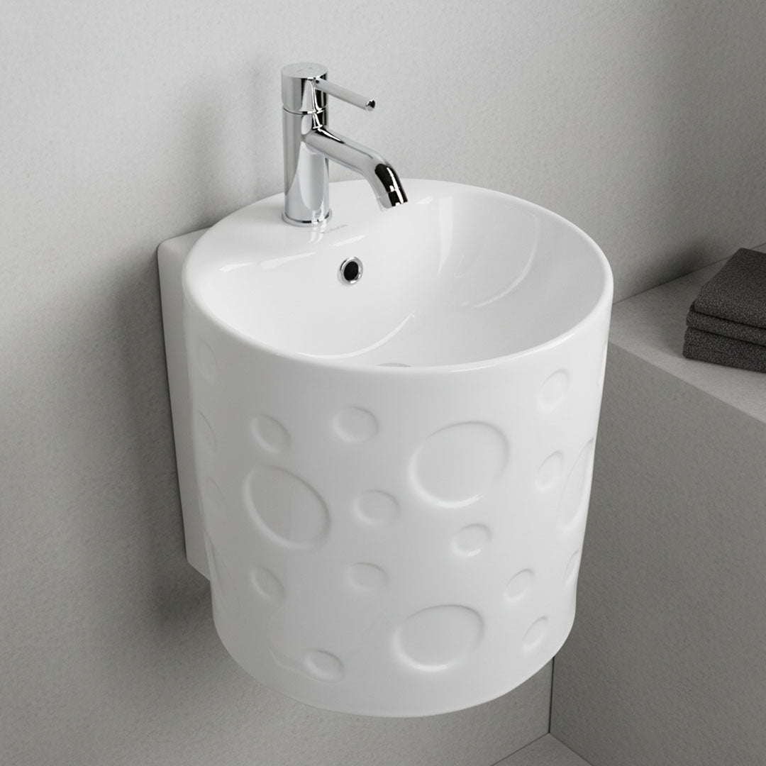 Modern white wall-mounted washbasin, Flagon
