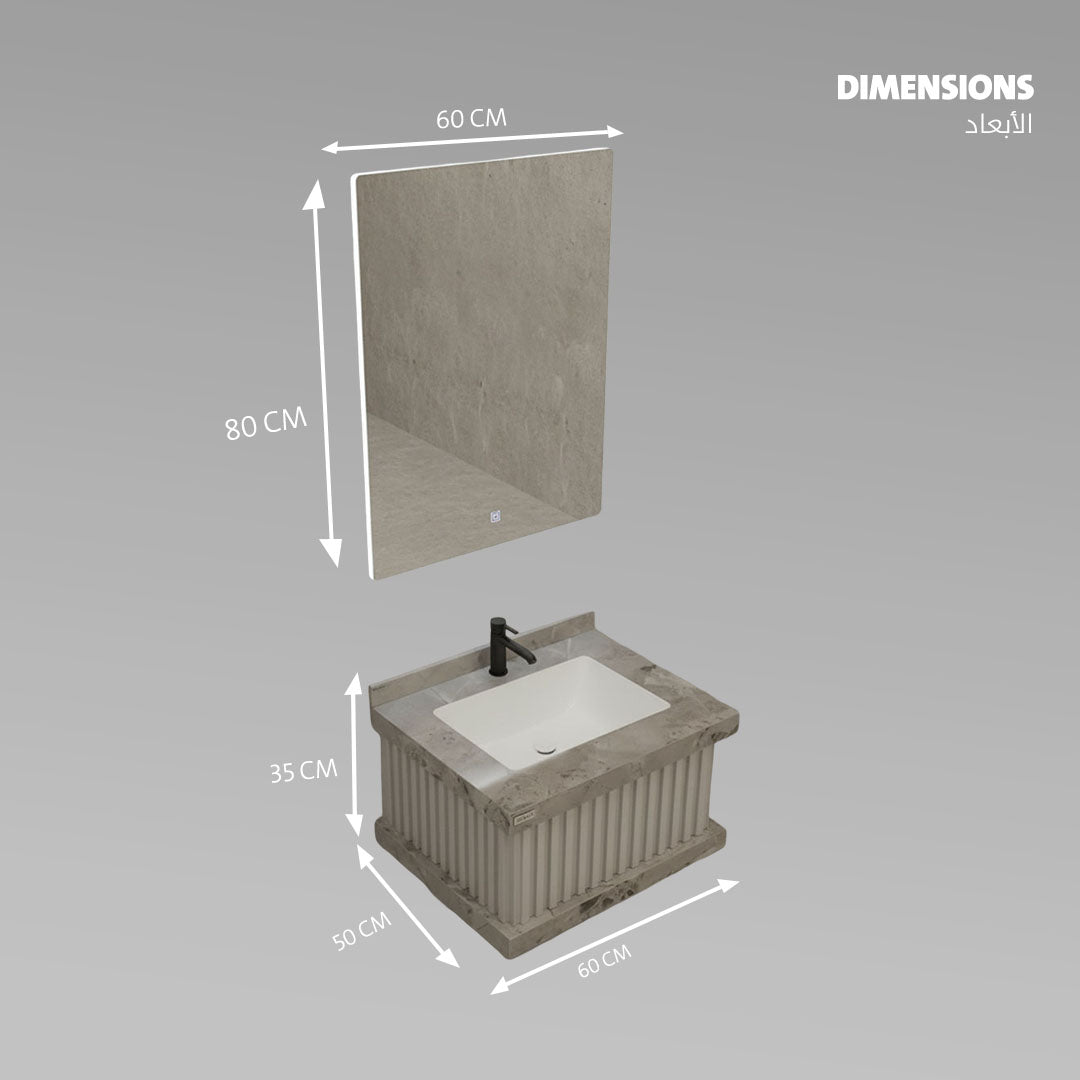 مغسلة بورسلان فلاقون 60 سم - حوض حمام فاخر أبيض موديل SR-1728