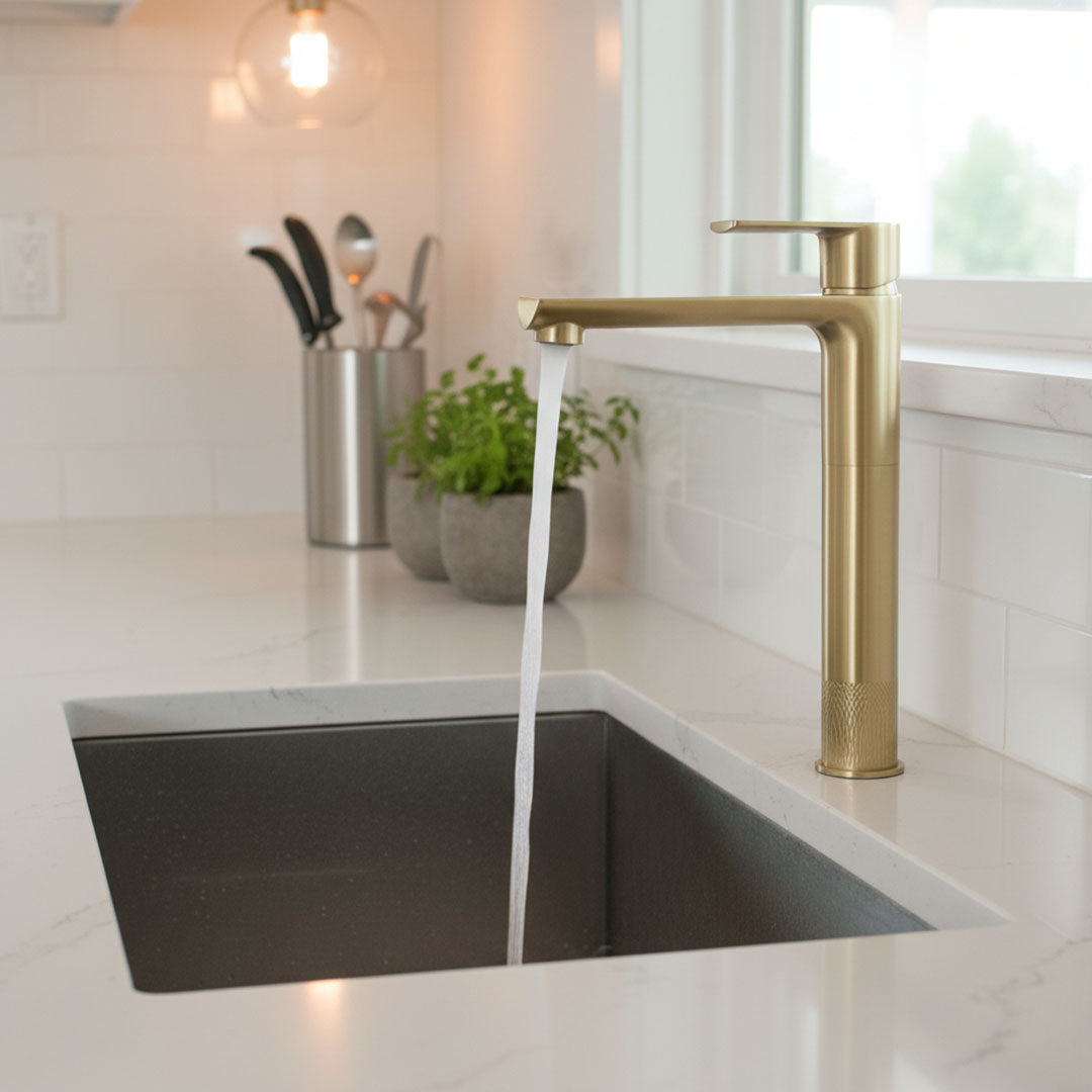 خلاط مغسلة طويل ذهبي فلاقون AF16601/GD