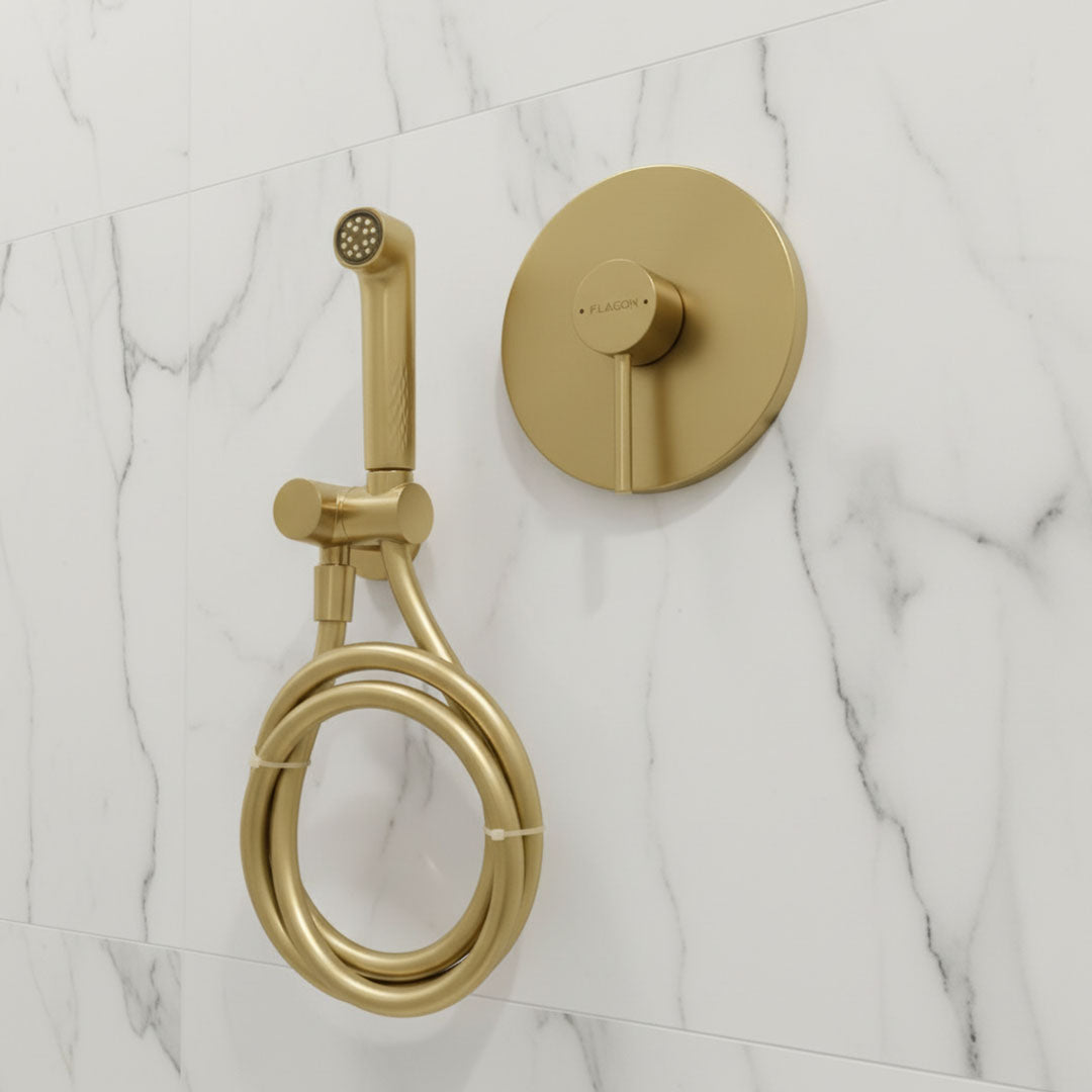 نظام شطاف مخفي مع شطاف وقاعدة ذهبي مطفي FLAGON موديل 9A1012 Brush