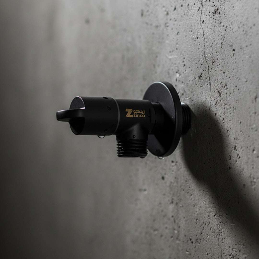 محبس زاويه  2/1 بوصه أسود زينكو موديل DJF003-MB/FLAGON