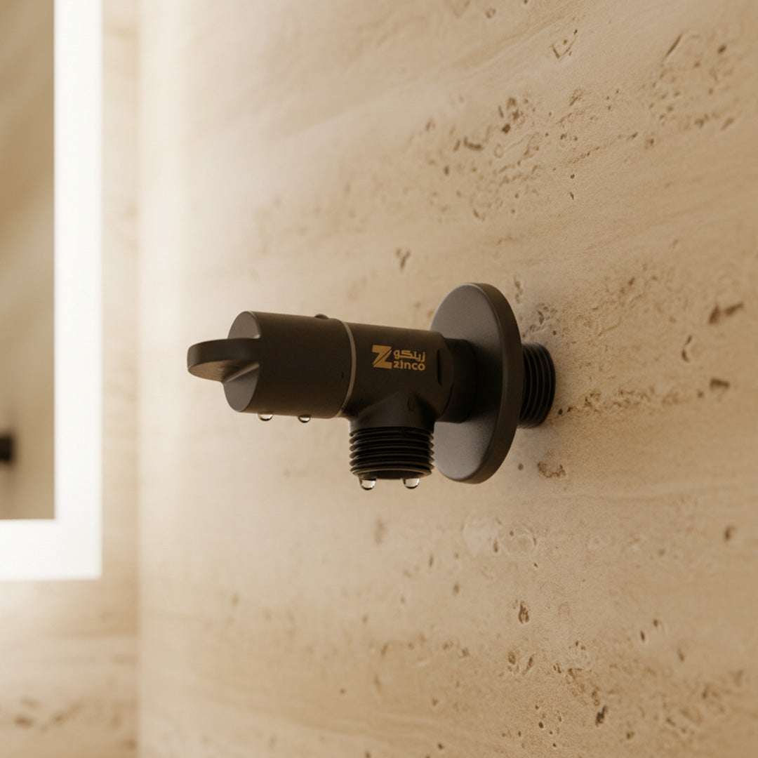 محبس زاويه  2/1 بوصه أسود زينكو موديل DJF003-MB/FLAGON