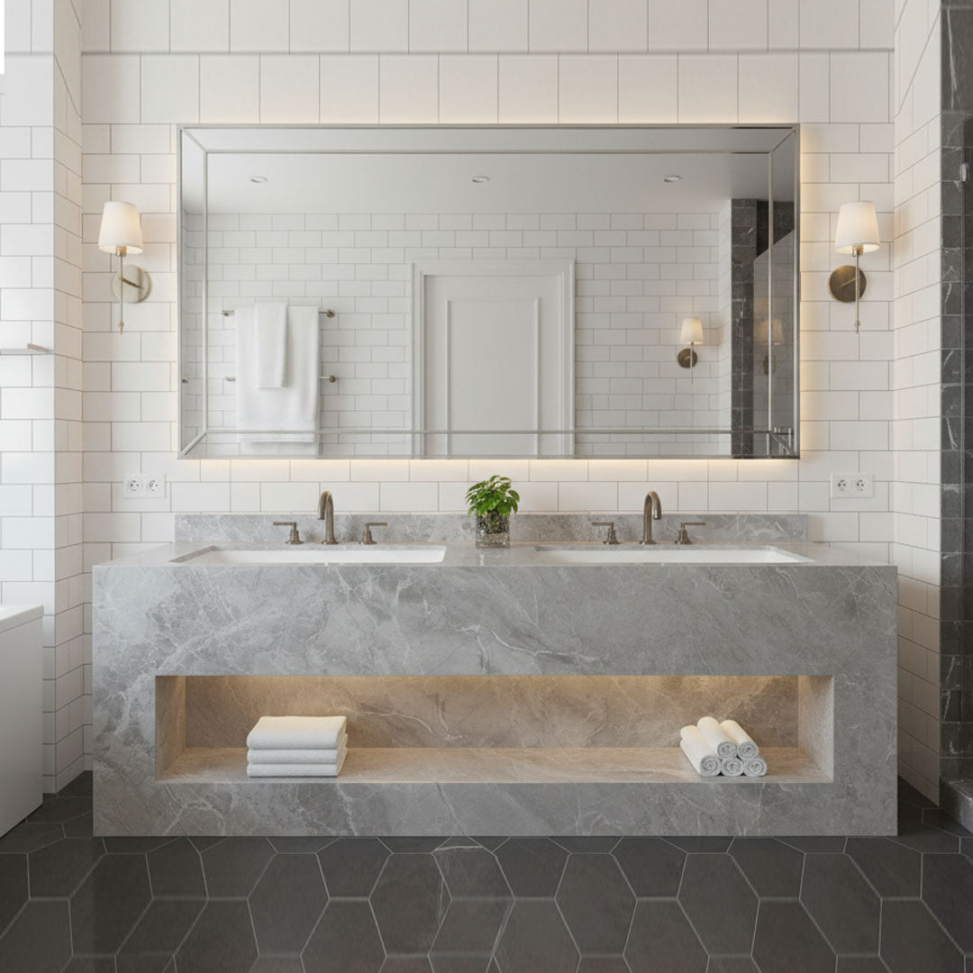 مغسلة حمام ZINCO بورسلان وطني موديل R10042 - 120×50×40 سم