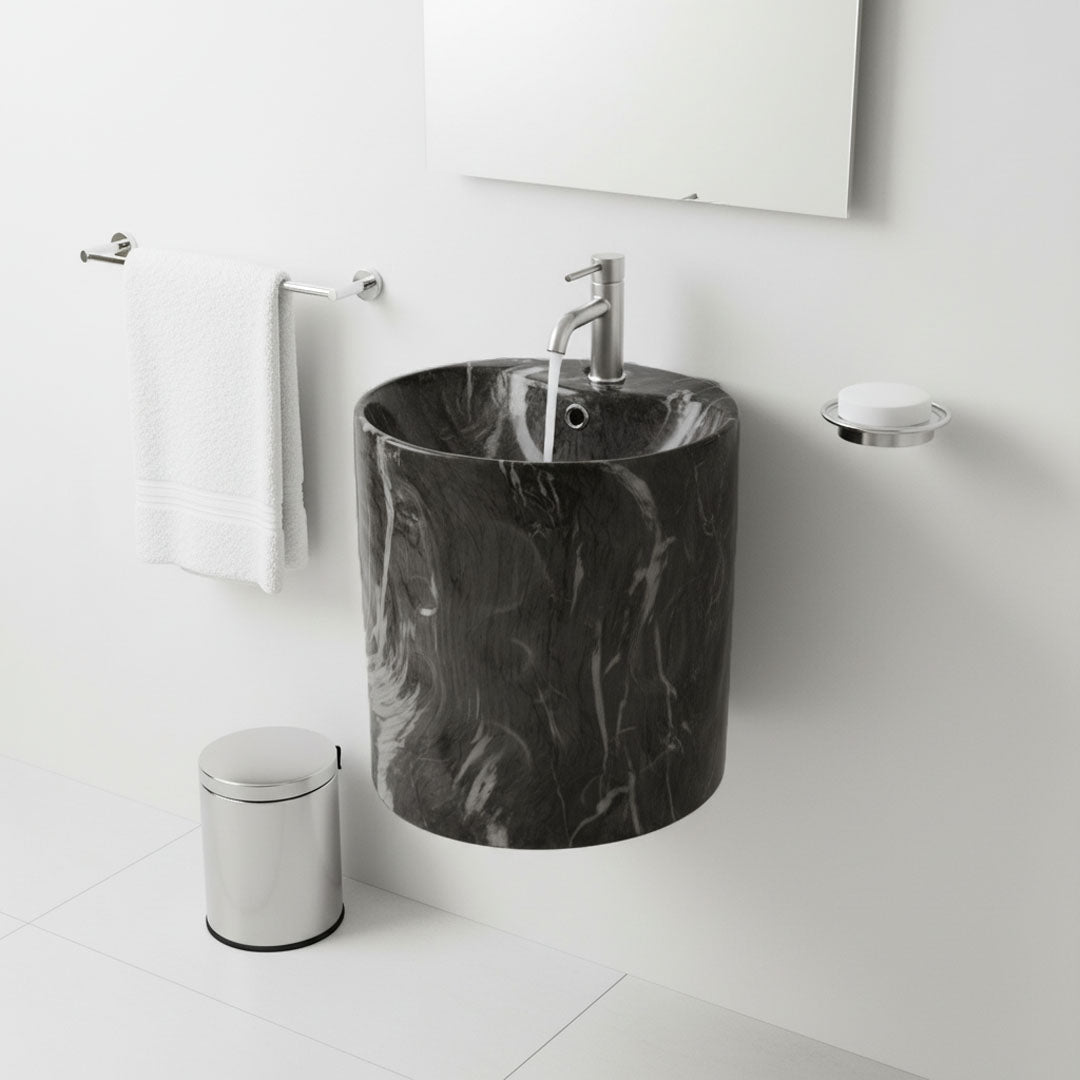 حوض مغسلة جداري سيراميك P-7075W فلاقون - أبيض فاخر