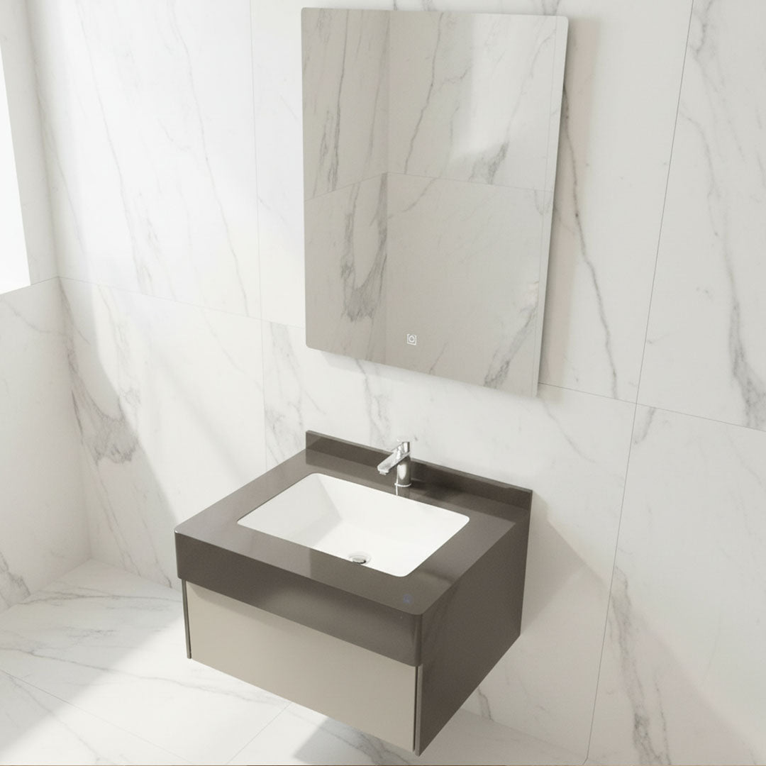 مغسلة بورسلان فلاقون 60 سم بني في بيج - حوض حمام فاخر موديل SR-1708