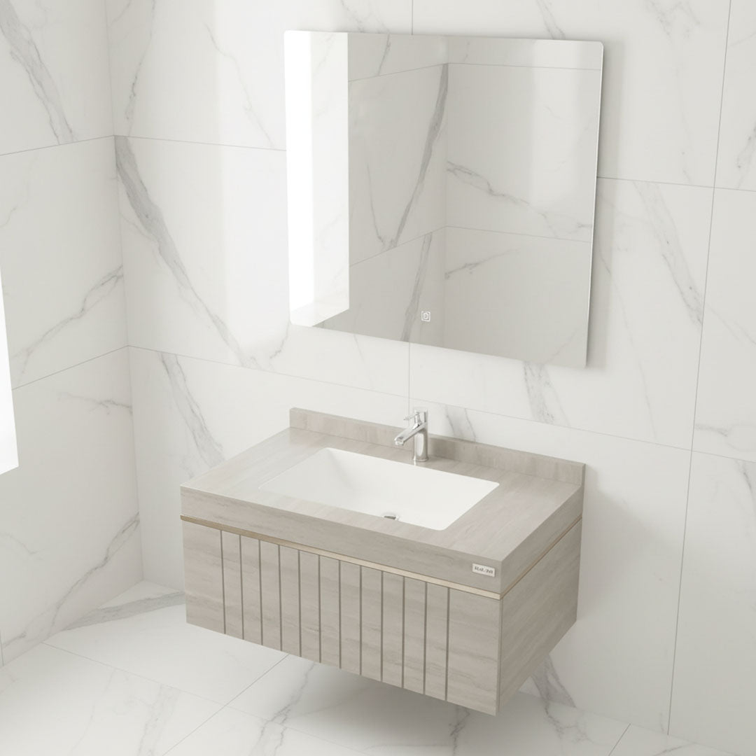 مغسلة بورسلان فلاقون 80 سم رخامي - حوض حمام فاخر موديل 2026 SR-1539