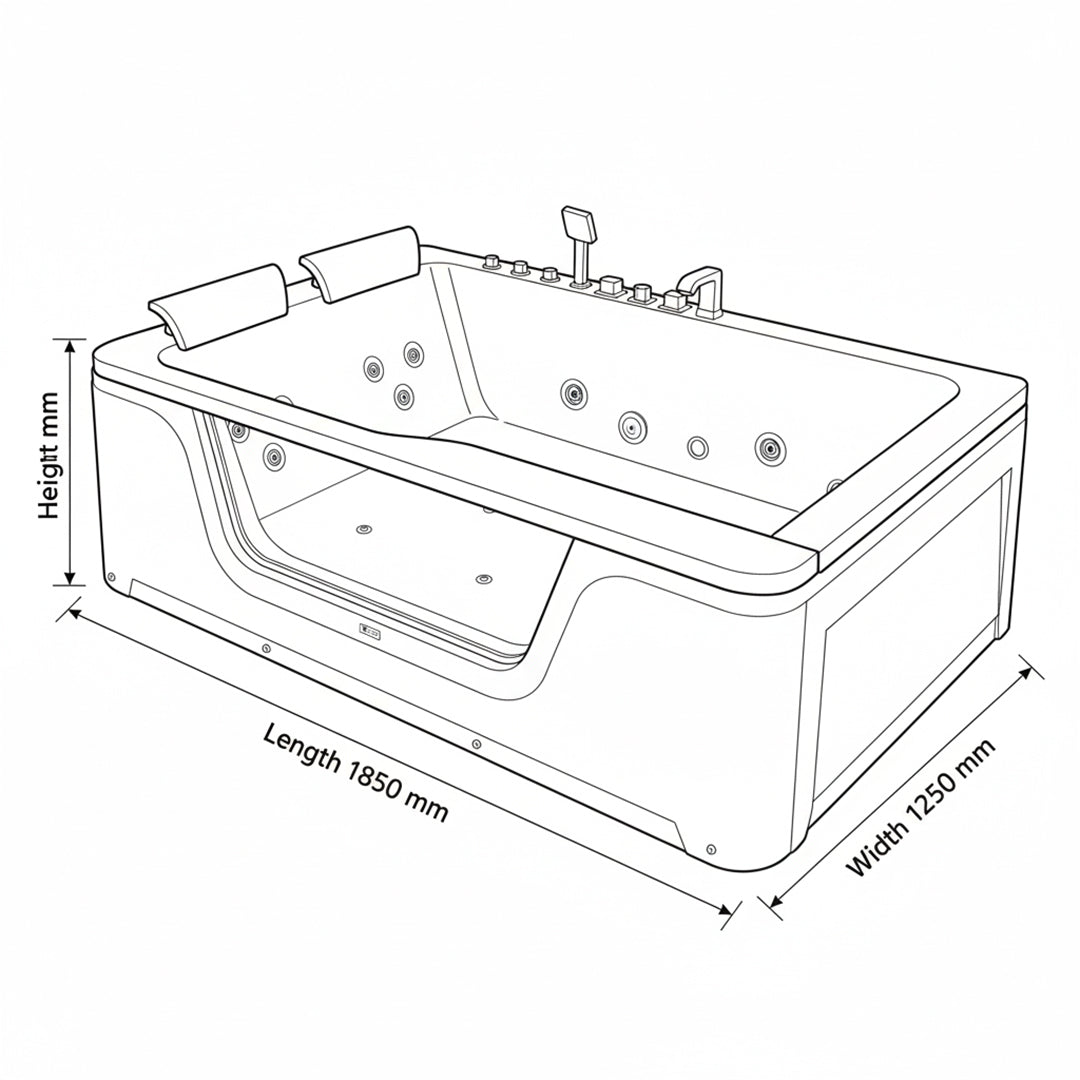جاكوزي أبيض يمين ZINCO/FLAGON ZS-8623R - 1250×1850×650 مم