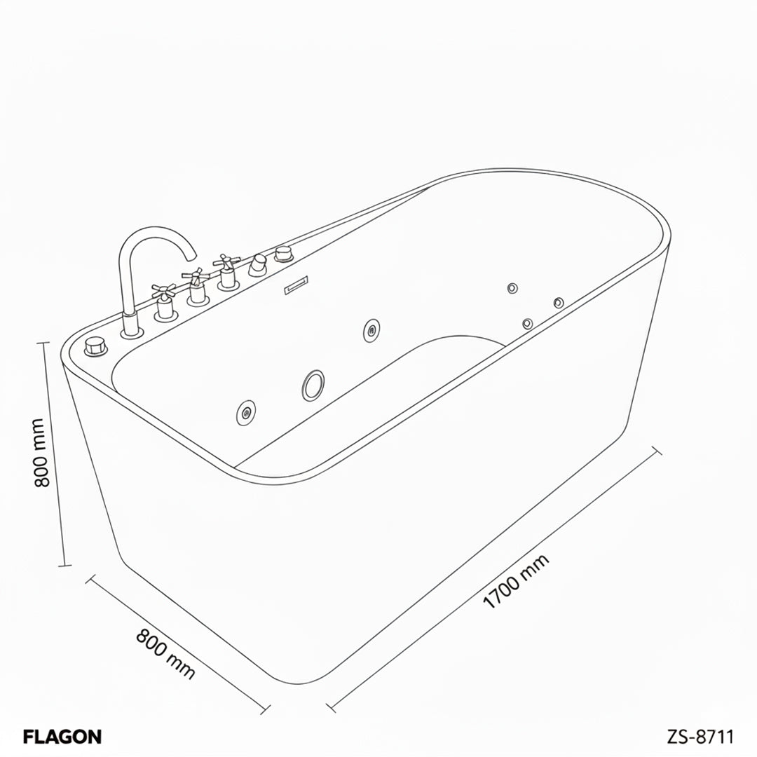 جاكوزى ابيض  FLAGON/ZS-8711/800*1700*650
