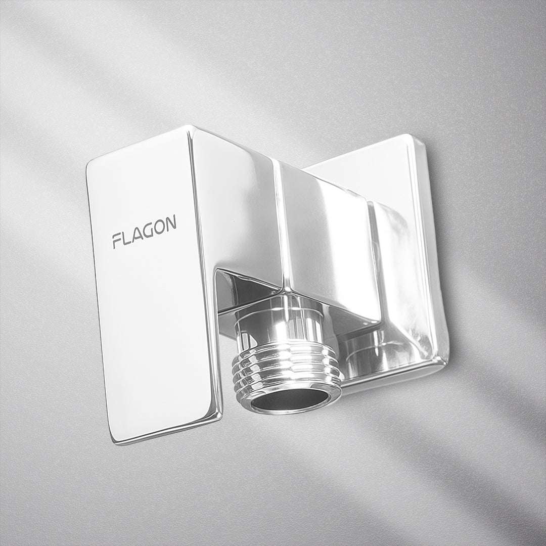 محبس زاوية كروم 1/2 بوصة FLAGON/CH - صمام زاوية معدني