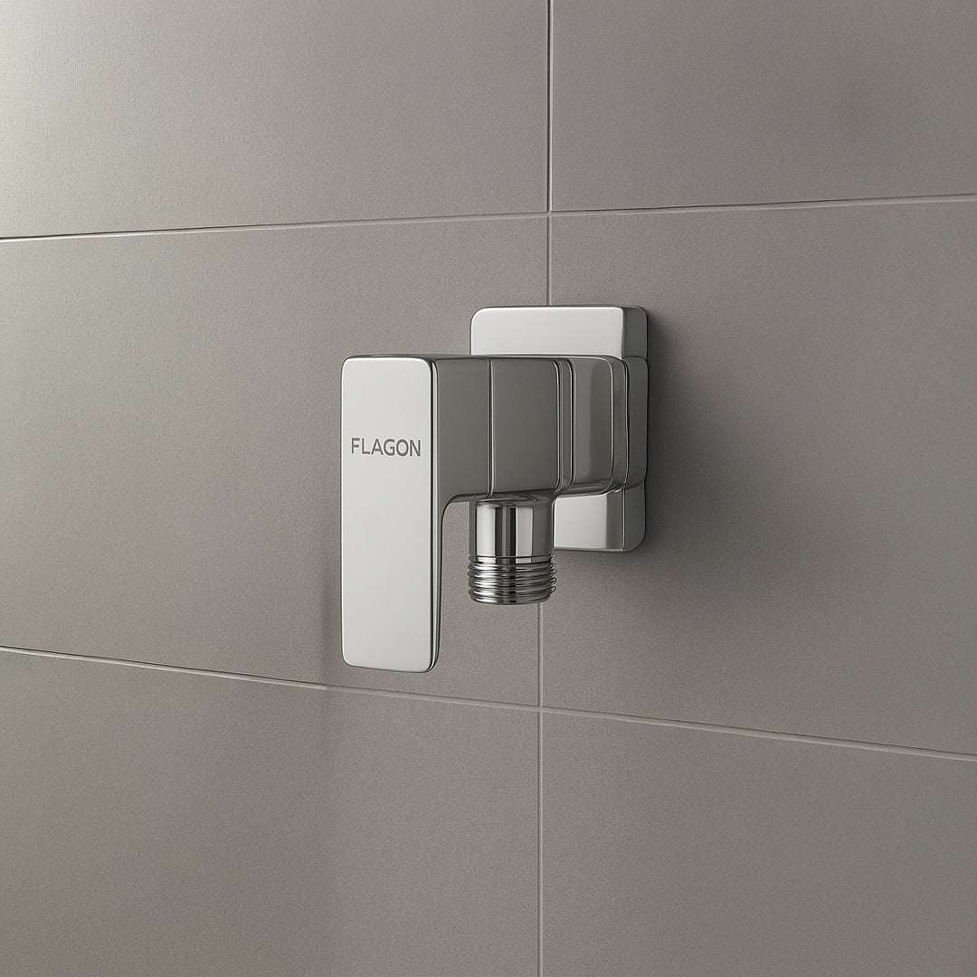 محبس زاوية كروم 1/2 بوصة FLAGON/CH - صمام زاوية معدني