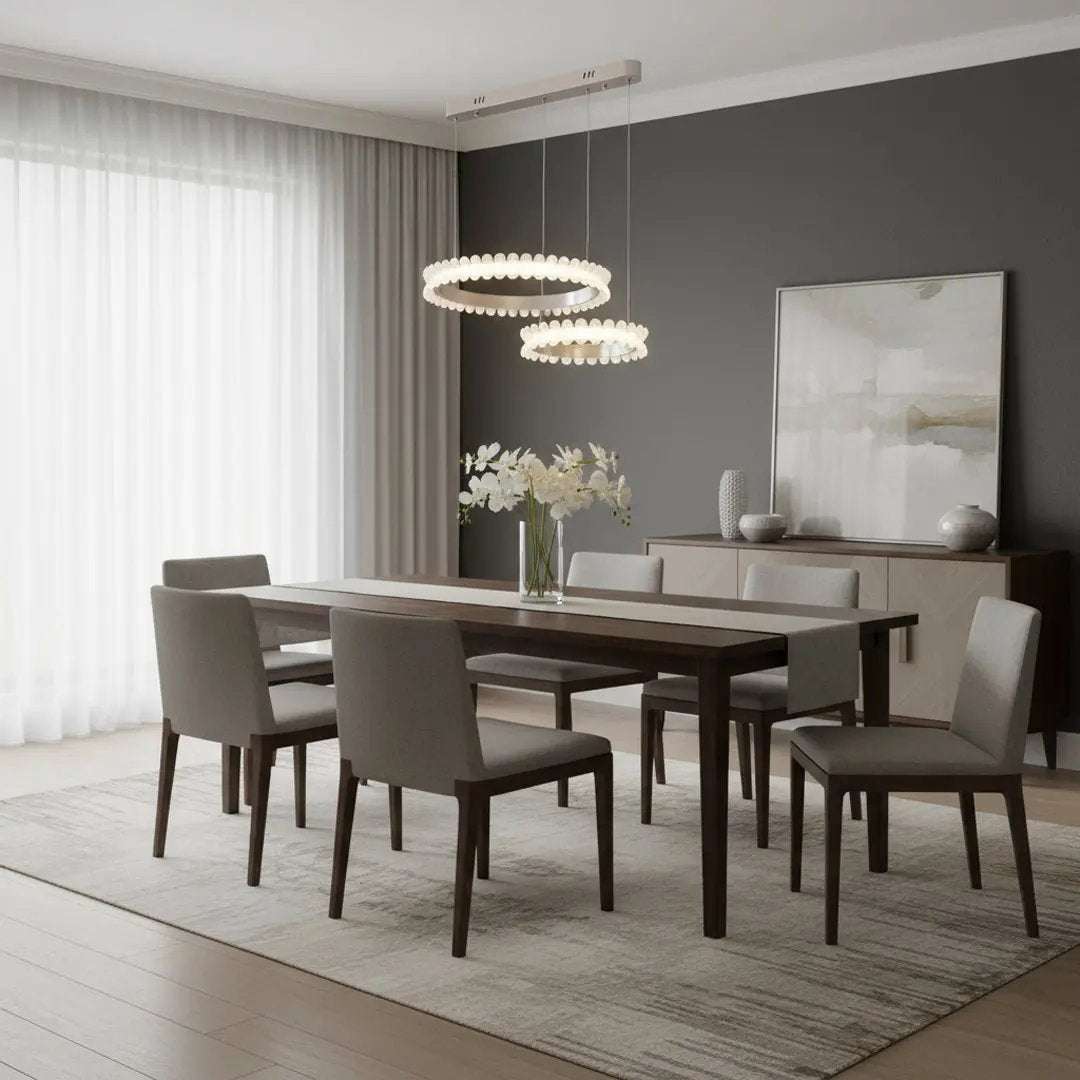 ثريا علاقي ليد BOQATI 90W - تصميم عصري بحلقتين 60+40 سم - Zinco