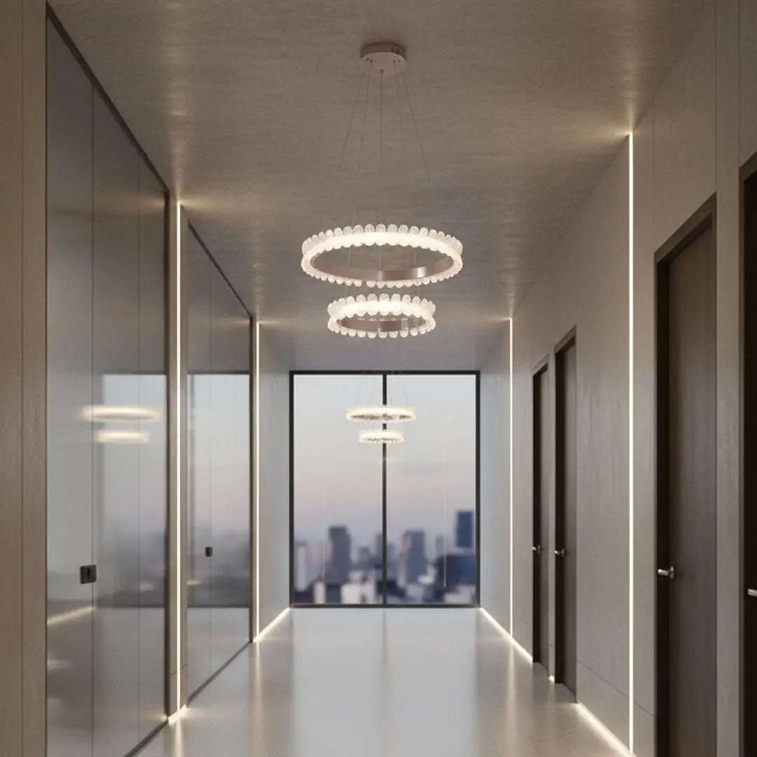 ثريا علاقي ليد BOQATI 90W - تصميم عصري بحلقتين 60+40 سم - Zinco