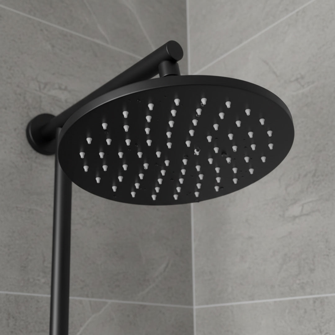 رأس دش مطري FLAGON دائري أسود فاخر - استيل 304 مقاس 30 سم