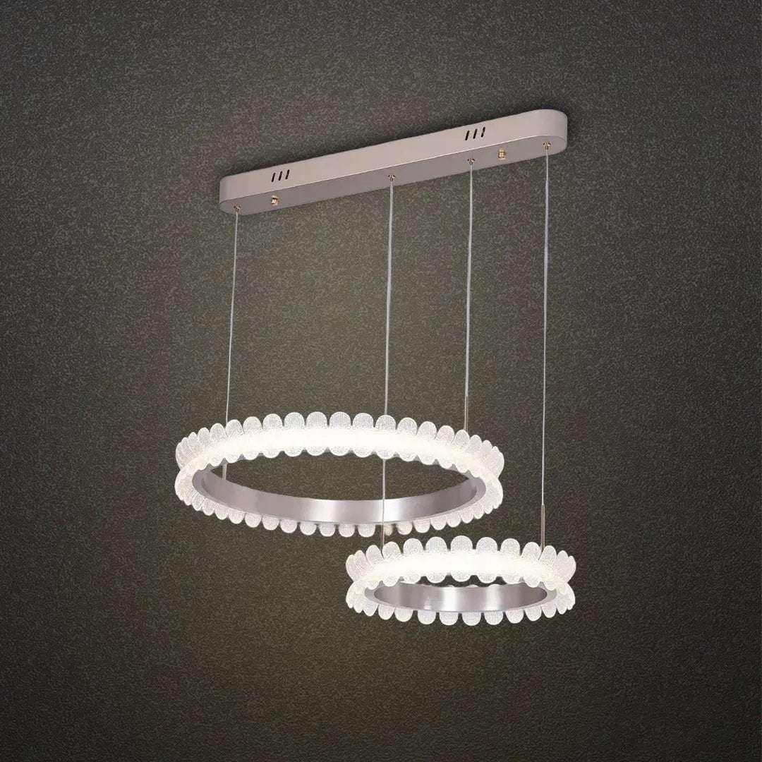 ثريا علاقي ليد BOQATI 90W - تصميم عصري بحلقتين 60+40 سم - Zinco