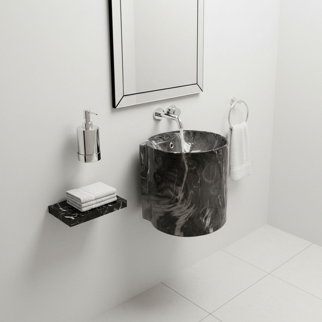 حوض مغسلة جداري سيراميك P-7075W فلاقون - أبيض فاخر