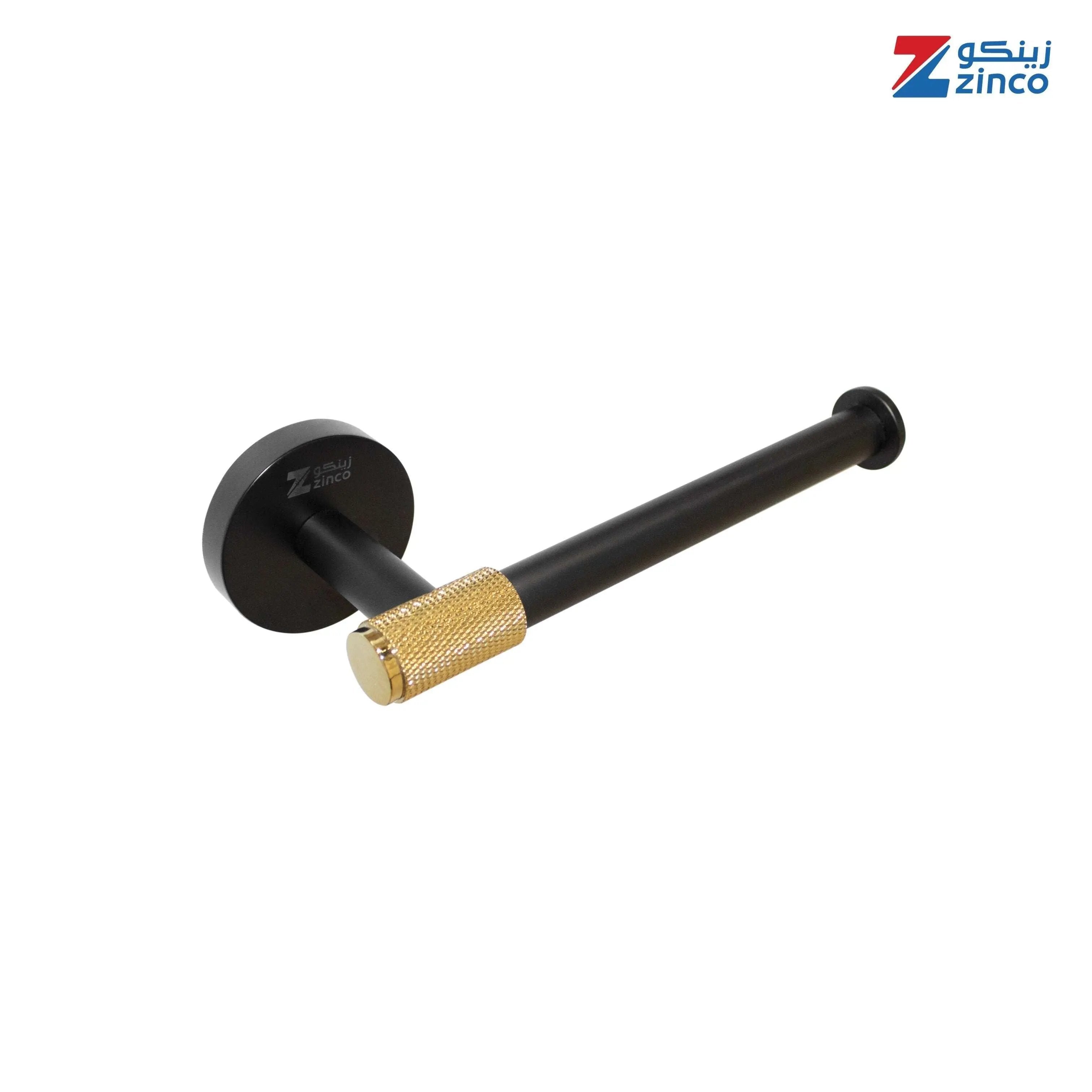 حامل ورق مناديل من زينكو - أسود مع زخرفة ذهبي - Zinco