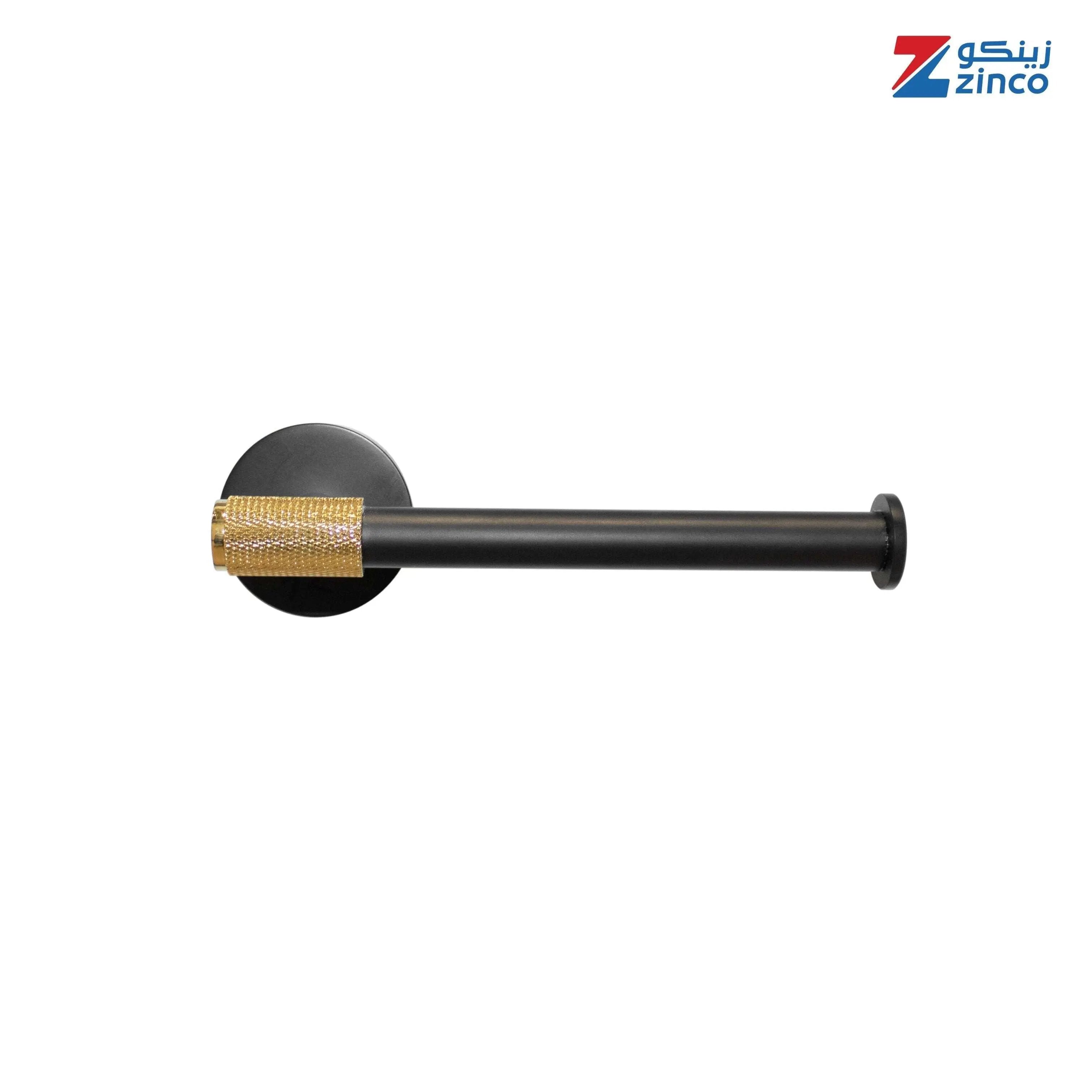 حامل ورق مناديل من زينكو - أسود مع زخرفة ذهبي - Zinco