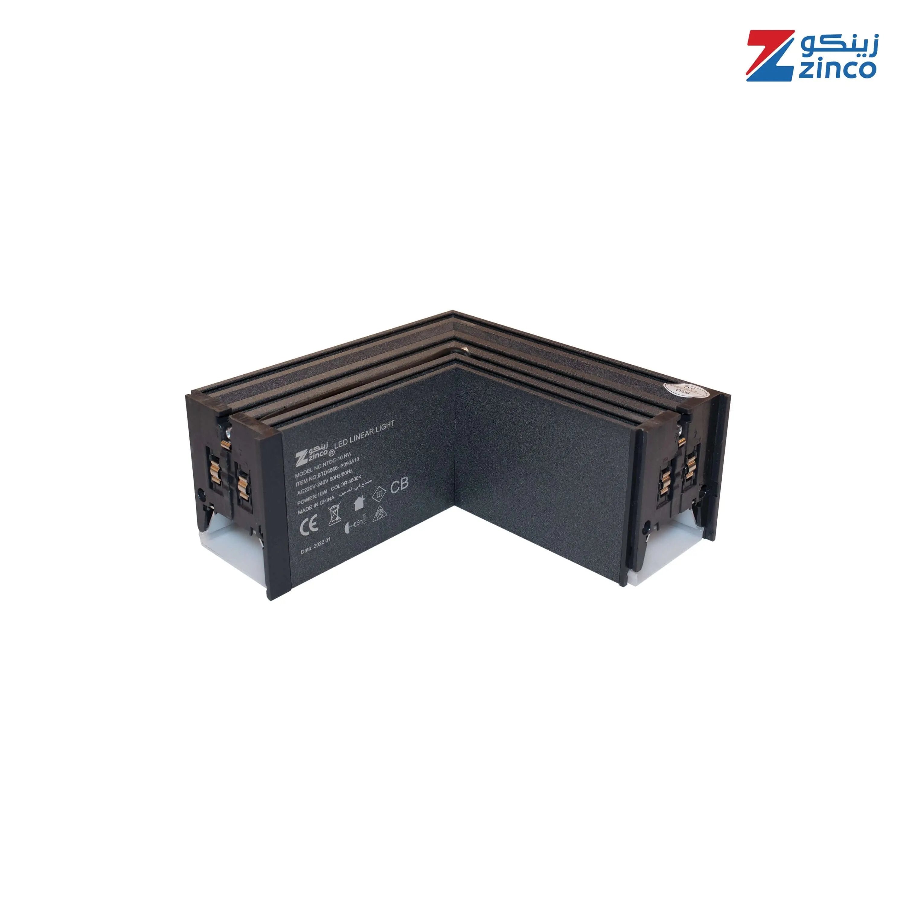 زاوية ربط انارة خطية شكل  L زينكو 10wم BTD5566-P090A10 10W-S - Zinco