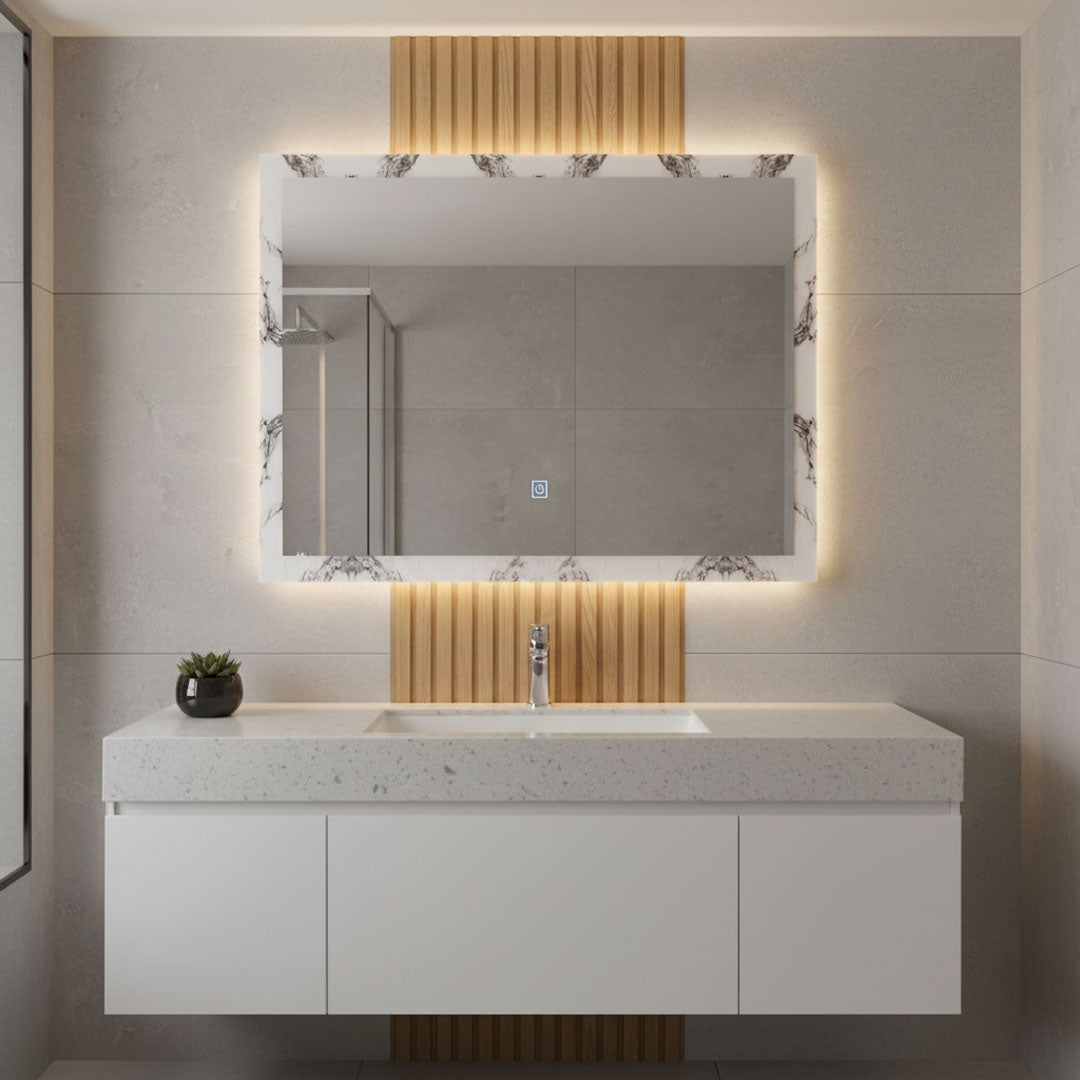 مرآة حمام BOQATI مع إضاءة LED موديل B009 - 60×80 سم