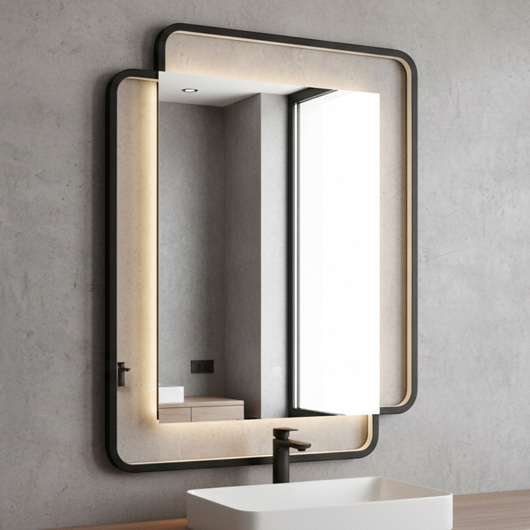 مرايا مع إضاءة LED FLAGON 70x90سم أسود