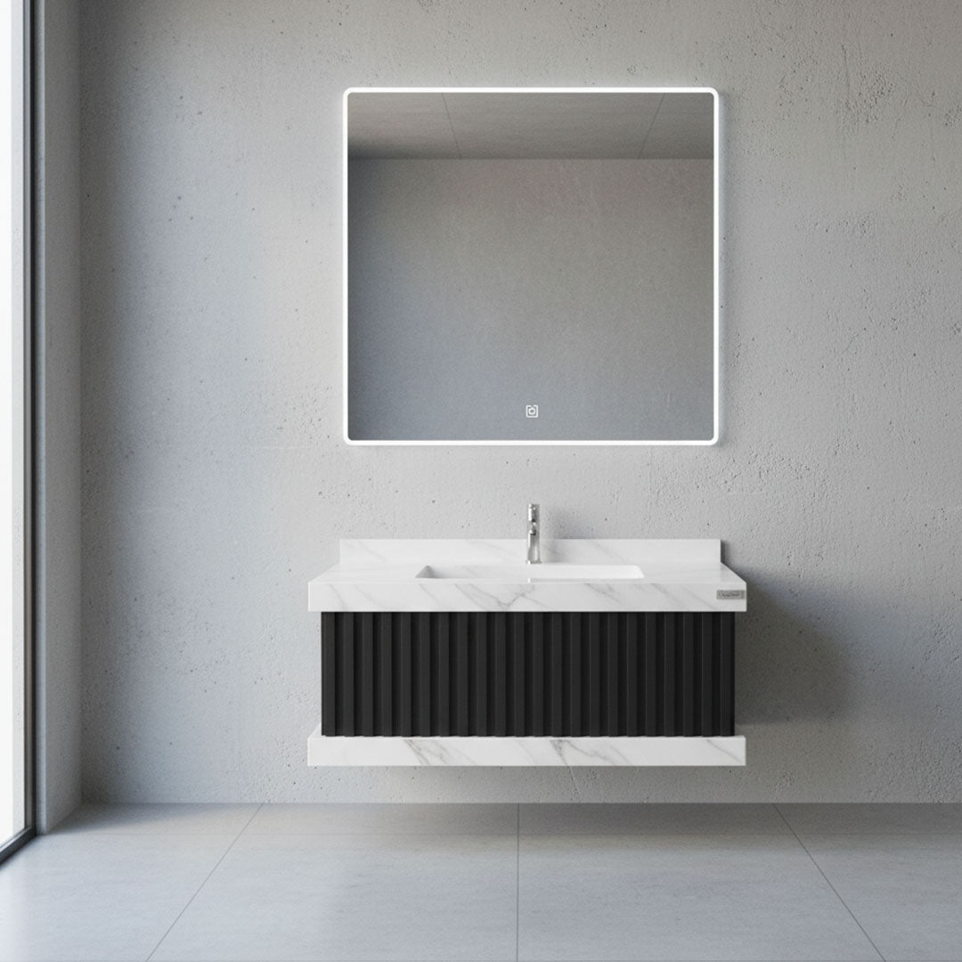 مغسلة بورسلان فلاقون 80 سم مع مرآة - حوض حمام فاخر أبيض SR-1726