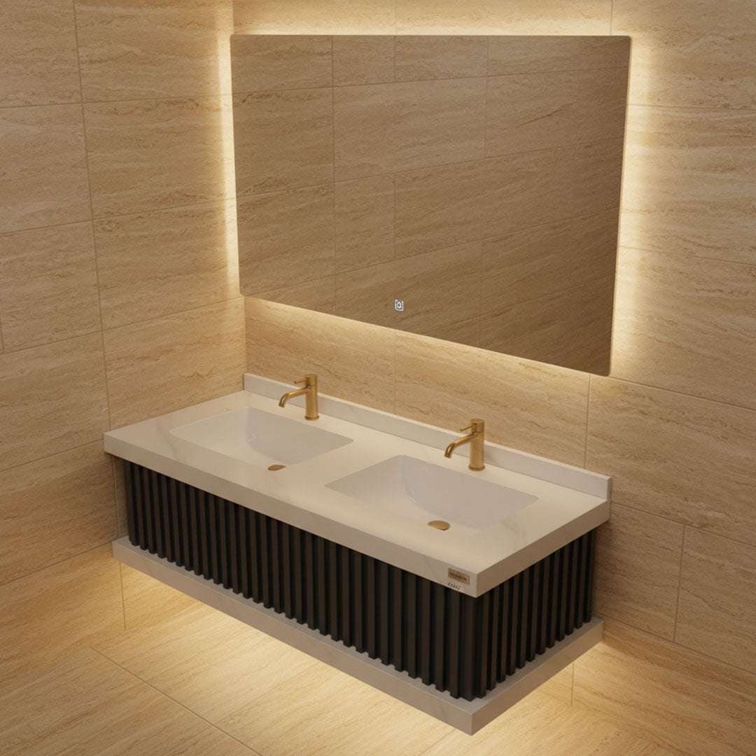 مغسلة بورسلان فلاقون 120 سم - حوض حمام فاخر أبيض موديل SR-1726