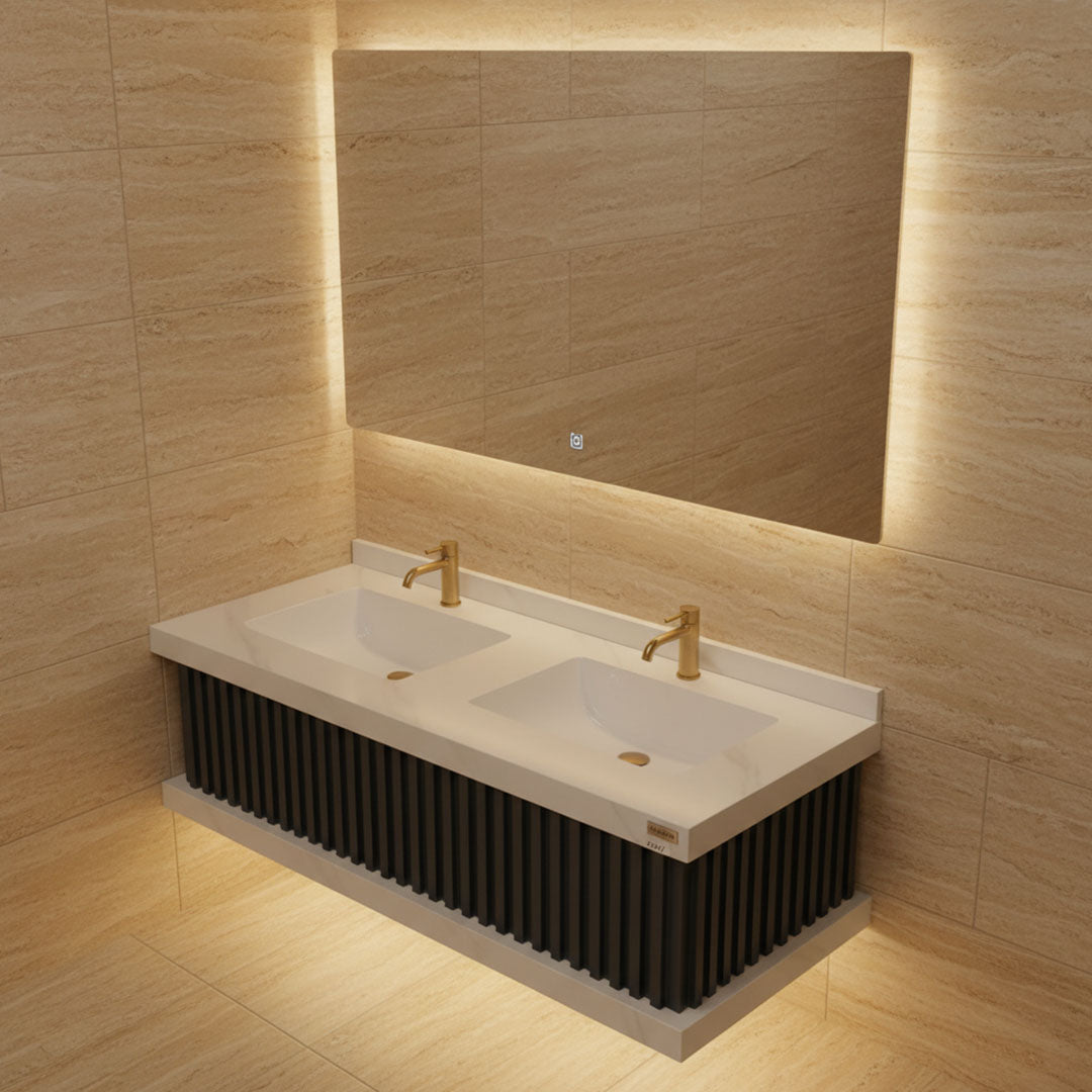 مغسلة بورسلان فلاقون 120 سم - حوض حمام فاخر أبيض موديل SR-1726