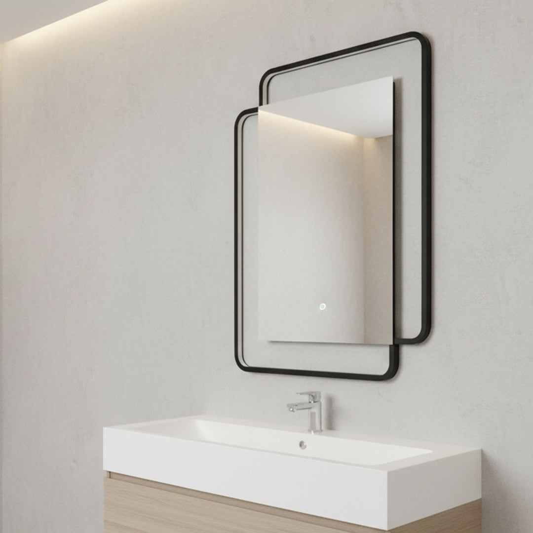 مرايا ليد مضيئة فلاقون BYM-9094 أسود مقاس 70×90 سم - إضاءة LED عصرية