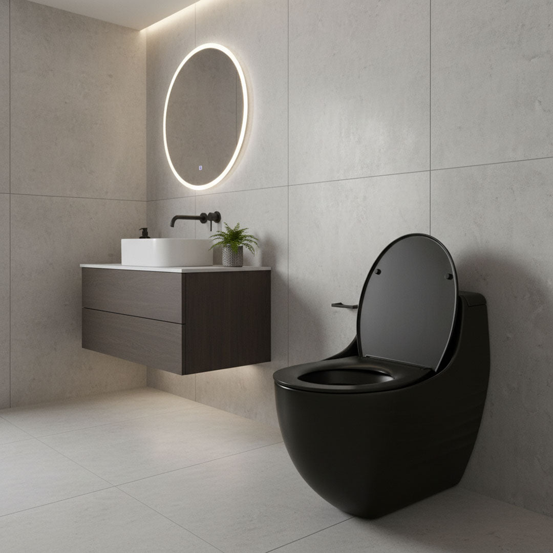 كرسي افرنجي FLAGON ZINCO موديل 8881-MB - أسود فاخر مات