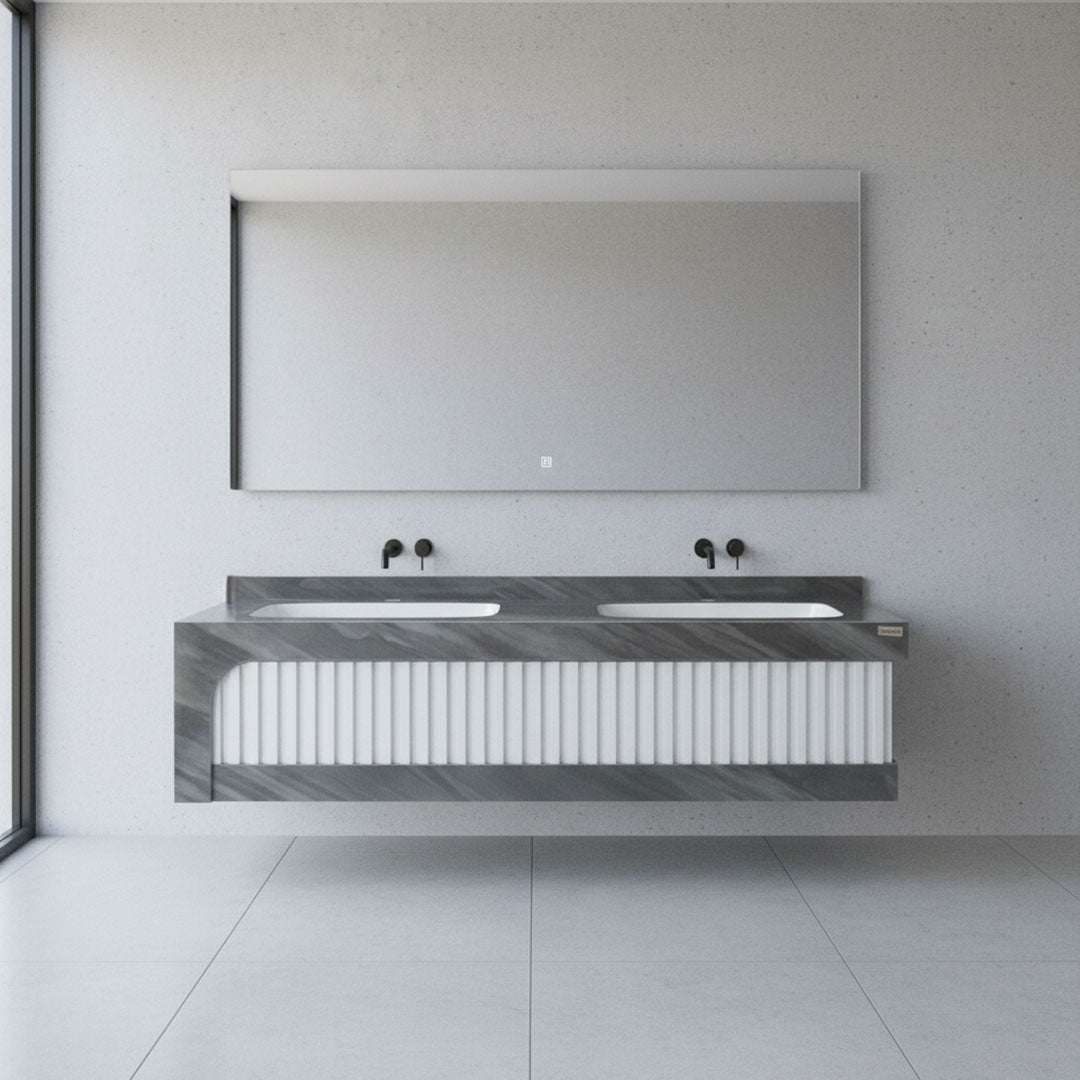 مغسلة بورسلان FLAGON 140 سم - حوض حمام فاخر أبيض FL37