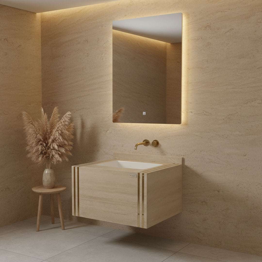 مغسلة بورسلان فلاقون 60 سم بيج - حوض حمام فاخر موديل SR-1404