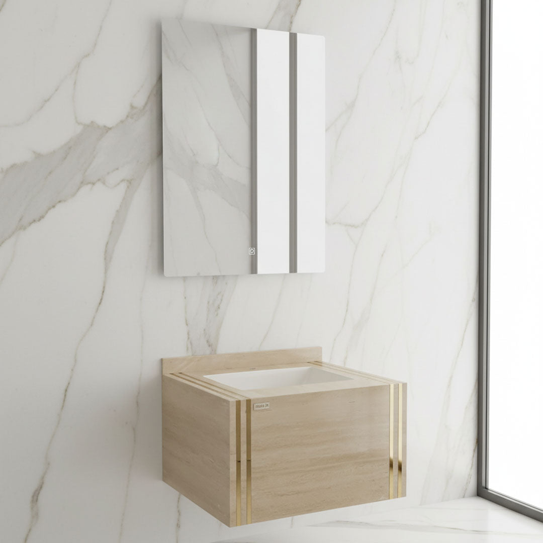 مغسلة بورسلان فلاقون 60 سم بيج - حوض حمام فاخر موديل SR-1404