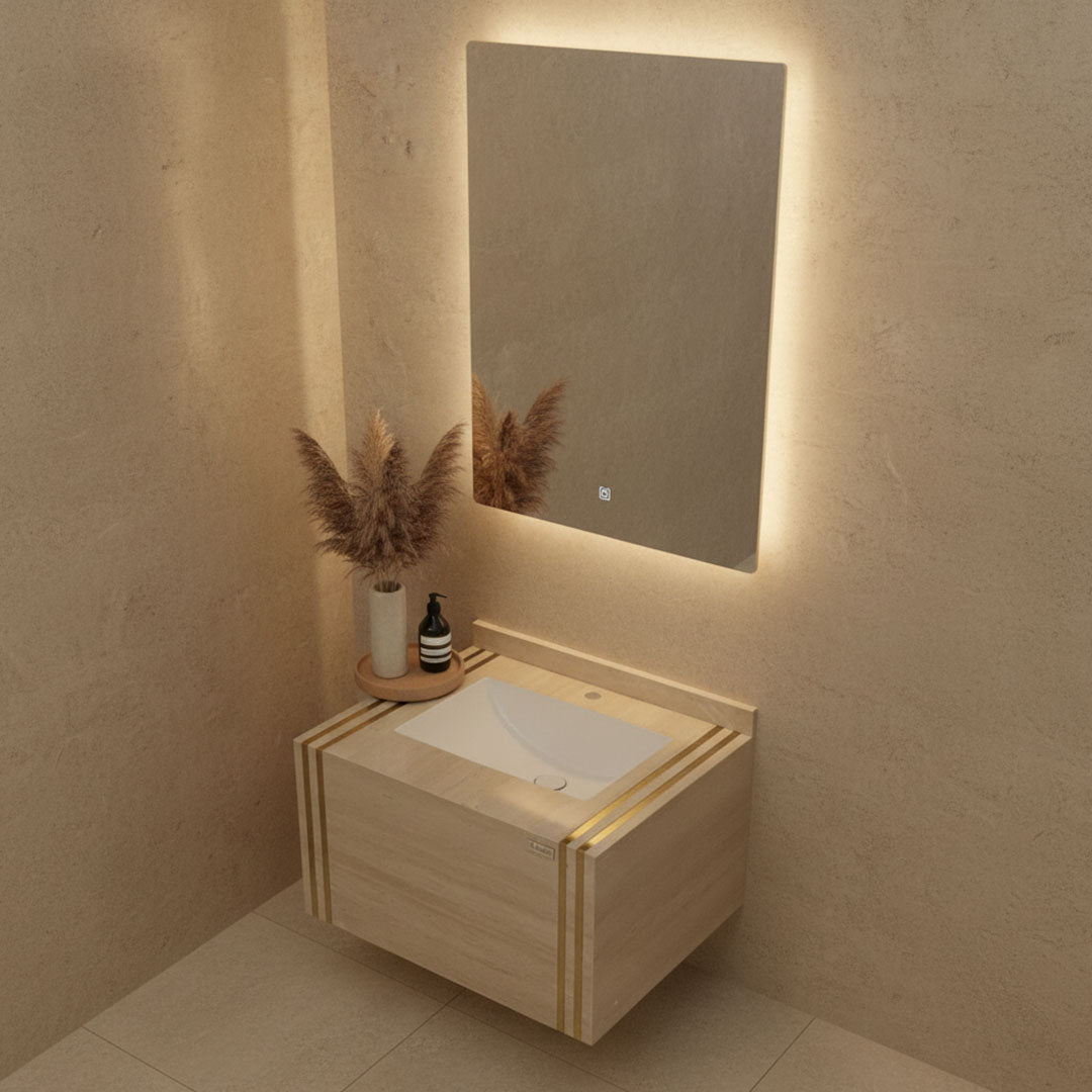 مغسلة بورسلان فلاقون 60 سم بيج - حوض حمام فاخر موديل SR-1404