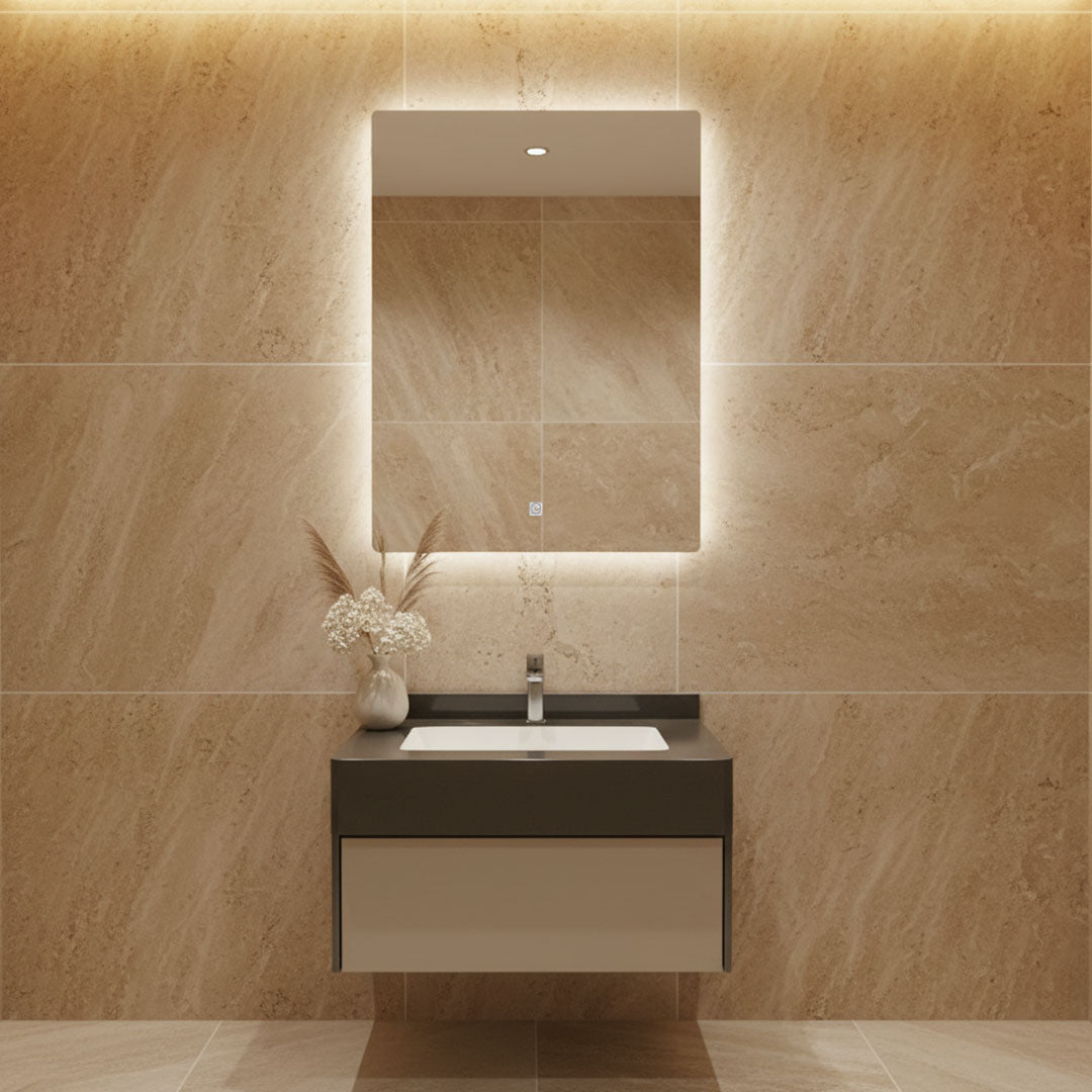 مغسلة بورسلان فلاقون 60 سم بني في بيج - حوض حمام فاخر موديل SR-1708